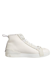 Dolce & Gabbana White Leather Mid Top Sneakers Shoes