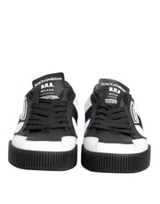 Dolce & Gabbana Black White Leather MIAMI Low Top Sneakers Shoes