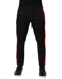 Dolce & Gabbana Red Stripe Cotton Logo Jogger Sweatpants Pants