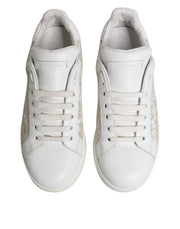Dolce & Gabbana White Lace Leather Low Top Sneaker Shoes