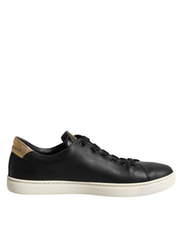 Dolce & Gabbana Black Leather Sacred Heart Sneakers Shoes