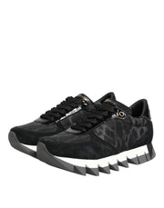 Dolce & Gabbana Black Gray Leopard Low Top Sneakers Shoes