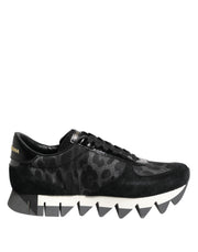 Dolce & Gabbana Black Gray Leopard Low Top Sneakers Shoes