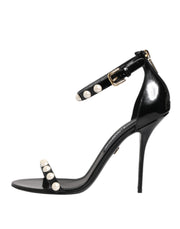 Dolce & Gabbana Black KEIRA Pearl Embellished Sandals Shoes