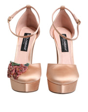 Dolce & Gabbana Pink Block Heels Ankle Strap Sandals Shoes