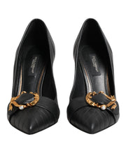 Dolce & Gabbana Black Devotion Leather Heels Pumps Shoes