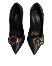 Dolce & Gabbana Black Devotion Leather Heels Pumps Shoes