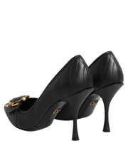 Dolce & Gabbana Black Devotion Leather Heels Pumps Shoes