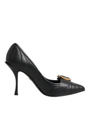 Dolce & Gabbana Black Devotion Leather Heels Pumps Shoes