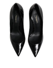 Dolce & Gabbana Black Leather Stiletto High Heels Pumps Shoes