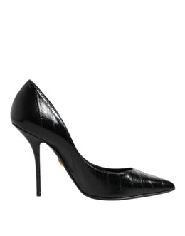 Dolce & Gabbana Black Leather Stiletto High Heels Pumps Shoes