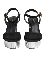 Dolce & Gabbana Black Crystal Ankle Strap Keira Sandal Shoes