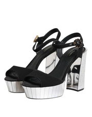 Dolce & Gabbana Black Crystal Ankle Strap Keira Sandal Shoes