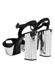 Dolce & Gabbana Black Crystal Ankle Strap Keira Sandal Shoes