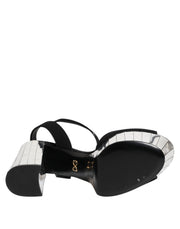 Dolce & Gabbana Black Crystal Ankle Strap Keira Sandal Shoes