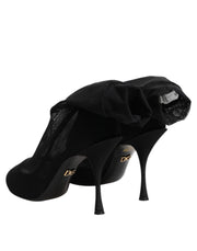 Dolce & Gabbana Black Silk Stretch Mesh Sock Boots Shoes