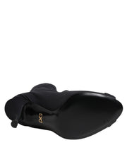 Dolce & Gabbana Black Stiletto Heels Lace Up Boots Shoes