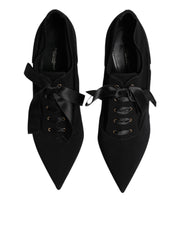 Dolce & Gabbana Black Lace Up Stiletto Heels Pumps Shoes