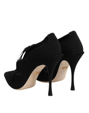 Dolce & Gabbana Black Lace Up Stiletto Heels Pumps Shoes