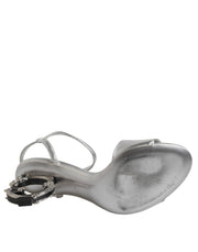 Dolce & Gabbana Silver Leather DG Heels Keira Sandals Shoes