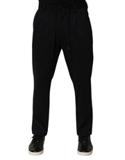 Dolce & Gabbana Black Stripes Viscose Skinny Dress Men Pants