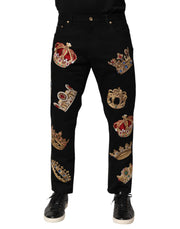 Dolce & Gabbana Black Baroque Royal Men Dress Trouser Pants