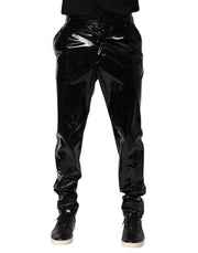 Dolce & Gabbana Black Polyester Mid Waist Men Trouser Pants