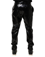 Dolce & Gabbana Black Polyester Mid Waist Men Trouser Pants