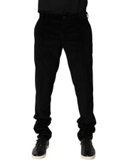 Dolce & Gabbana Black Cotton Men Dress Formal Trouser Pants
