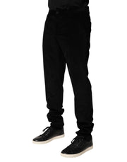 Dolce & Gabbana Black Cotton Men Dress Formal Trouser Pants