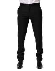 Dolce & Gabbana Black Wool Tapered Formal Men Dress Pants