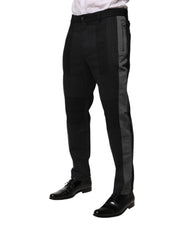Dolce & Gabbana Black Gray Cotton Dress Formal Trouser Pants