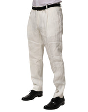 Dolce & Gabbana Cream Linen Dress Slim Formal Trouser Pants