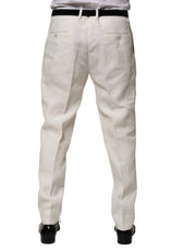 Dolce & Gabbana Cream Linen Dress Slim Formal Trouser Pants