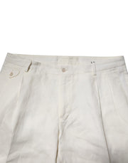Dolce & Gabbana Cream Linen Dress Slim Formal Trouser Pants