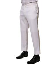 Dolce & Gabbana White Polyester Tapered Formal Trouser Pants