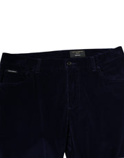 Dolce & Gabbana Navy Blue Cotton Tapered Formal Trouser Pants
