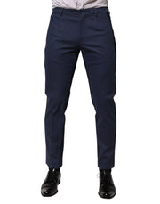Dolce & Gabbana Blue Cotton Tapered Men Formal Trousers Pants