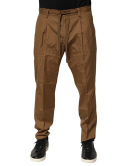Dolce & Gabbana Brown Cotton Chino Mid Waist Men Jogger Pants