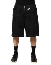 Dolce & Gabbana Black Logo Cotton Bermuda Sweatshorts Shorts