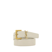 Saint Laurent White Calf Leather Bos Taurus Regular Belt