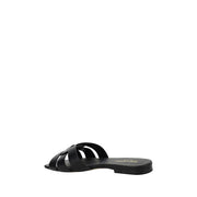 Saint Laurent Black Calf Leather Bos Taurus Flat Sandals