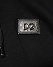 Dolce & Gabbana Black Cotton Plaque Track Cardigan Sweater