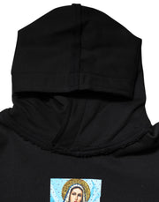Dolce & Gabbana Black Printed Hoodie Crystal Embellished Jacket