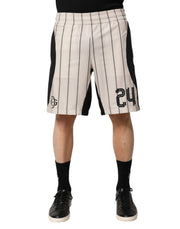 Dolce & Gabbana Off White Polyester DG Logo Sweatshorts Shorts