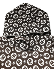 Dolce & Gabbana Brown White DG Logo Short Hoodie Sweater