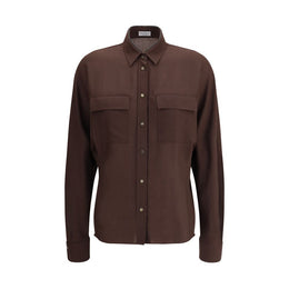 Brunello Cucinelli Brown Polyester Dress Shirt