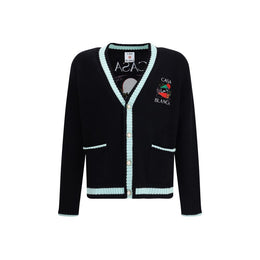 Casablanca Black Merino Wool Cardigan