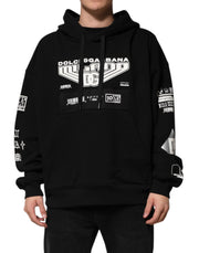 Dolce & Gabbana Black Cotton DG Milano Logo Print Hoodie Sweater