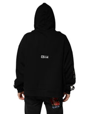 Dolce & Gabbana Black Cotton DG Milano Logo Print Hoodie Sweater